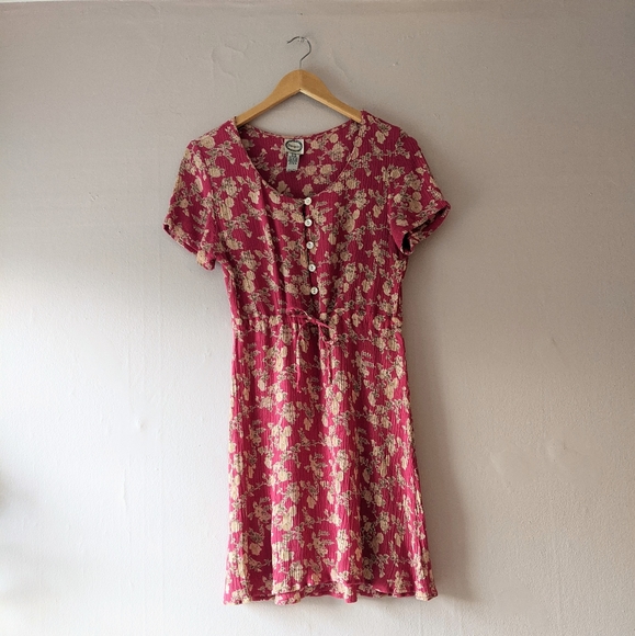Vintage Raspberry Floral Rayon Dress - Picture 4 of 7